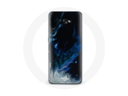 Capa para Samsung galaxy A5 2017 Nuvens de fumaça multicoloridas de azul cinzento e preto no Fundo preto