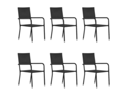 Vidaxl Cadeiras De Jantar Empilháveis Para Jardim 6 Pcs Vime Pe Preto