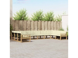 Vidaxl Conjunto De Sofás Para Exterior 10 Pcs Branco E Creme
