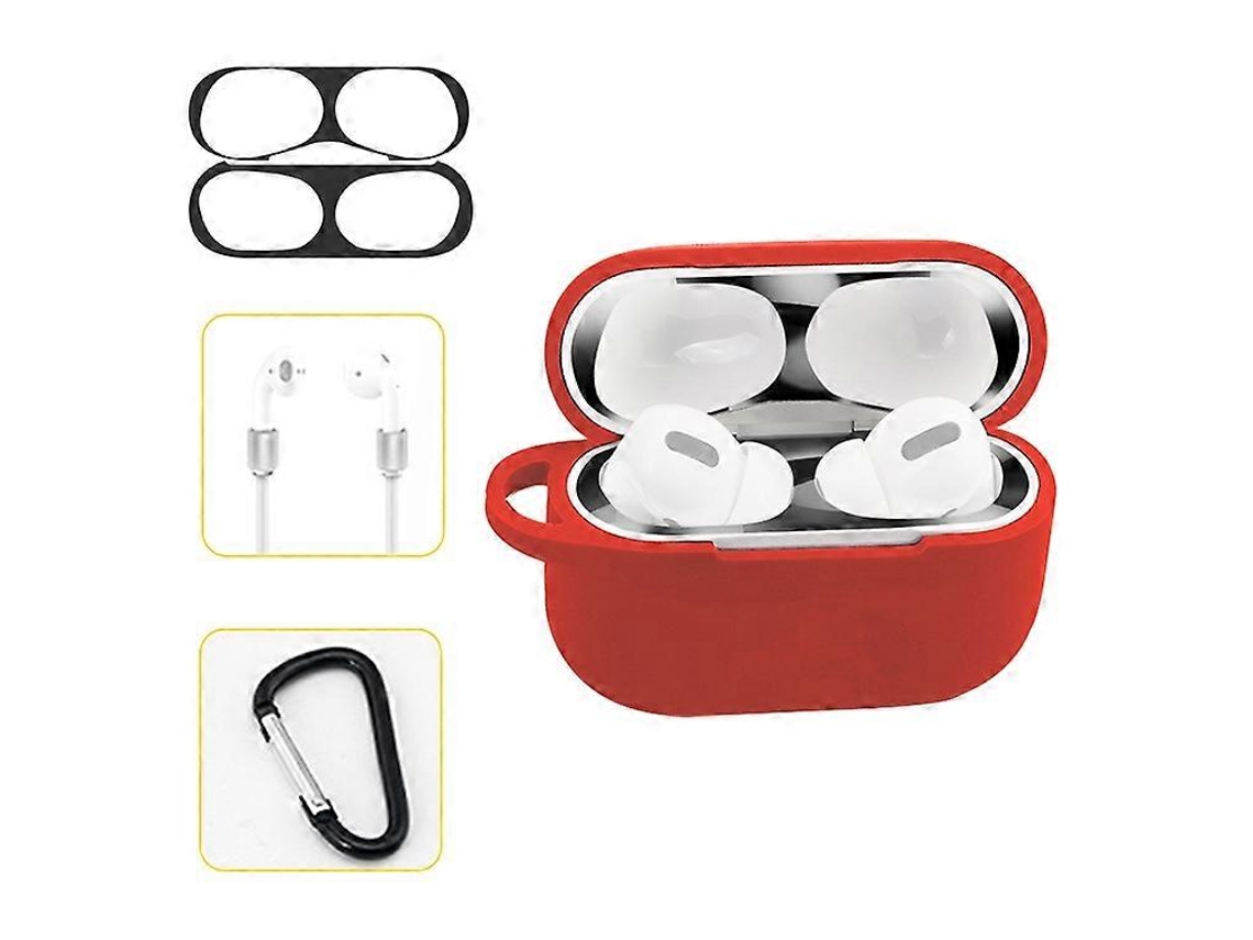 Capa de silicone para proteção de fones de ouvido AirPods Pro, sem necessidade de limpeza, com gancho e cordão antirriscos. GIECY