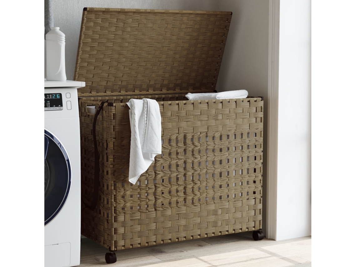 Vidaxl Cesto Para Roupa Suja Com Rodas 66x35x60 Cm Vime