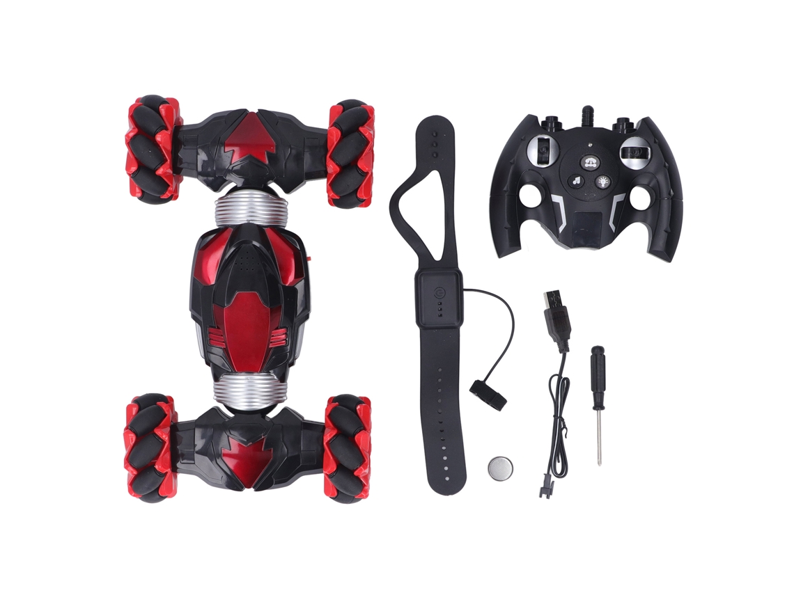 Mali carro de Stunts Rc com Luzes e Música Carregável 1200mah Controle Remoto Gestual para Presente Vermelho