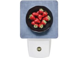 Luminária Noturna De Parede Com Plugue, Em Formato De Morango, Com Sensor Crepuscular, Luz Led Branca Quente, Lâmpada De