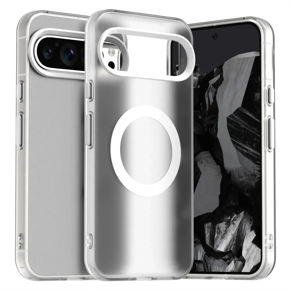 (branco, Google Pixel 9a) Capa Transparente Fosca Cristalina Para Celular, Resistente A Impactos, Com Carregamento Sem Fio Magnético.