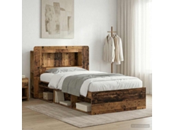 Vidaxl Estrutura De Cama Com Armazenamento Madeira Antiga 100 X 200 Cm