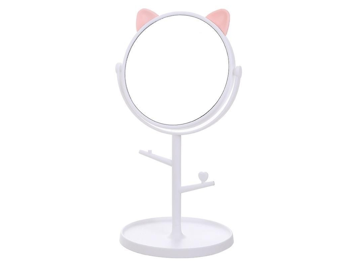 Espelho de Quarto e Maquiagem em Forma de Orelhas de Gato Fofo Branco