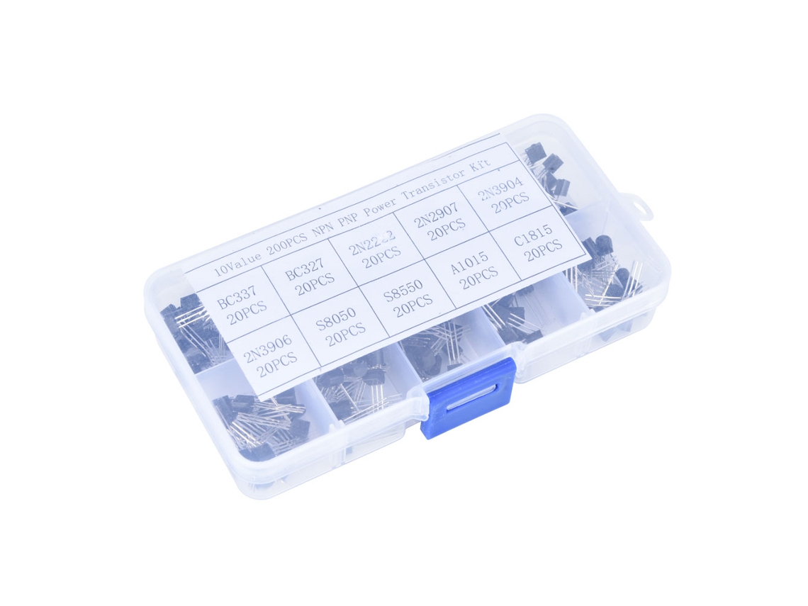 Kit de 200 Transistores 10 Valores Silicon NPN PNP