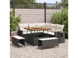 Vidaxl Conjunto De Sofá De Jardim 8 Unid. Preto Vime Pe