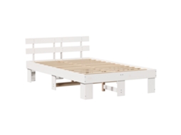 Conjunto 1 Estrutura Da Cama Vidaxl Branco Madeira De Pinho Maciça (135 X 190 Cm)