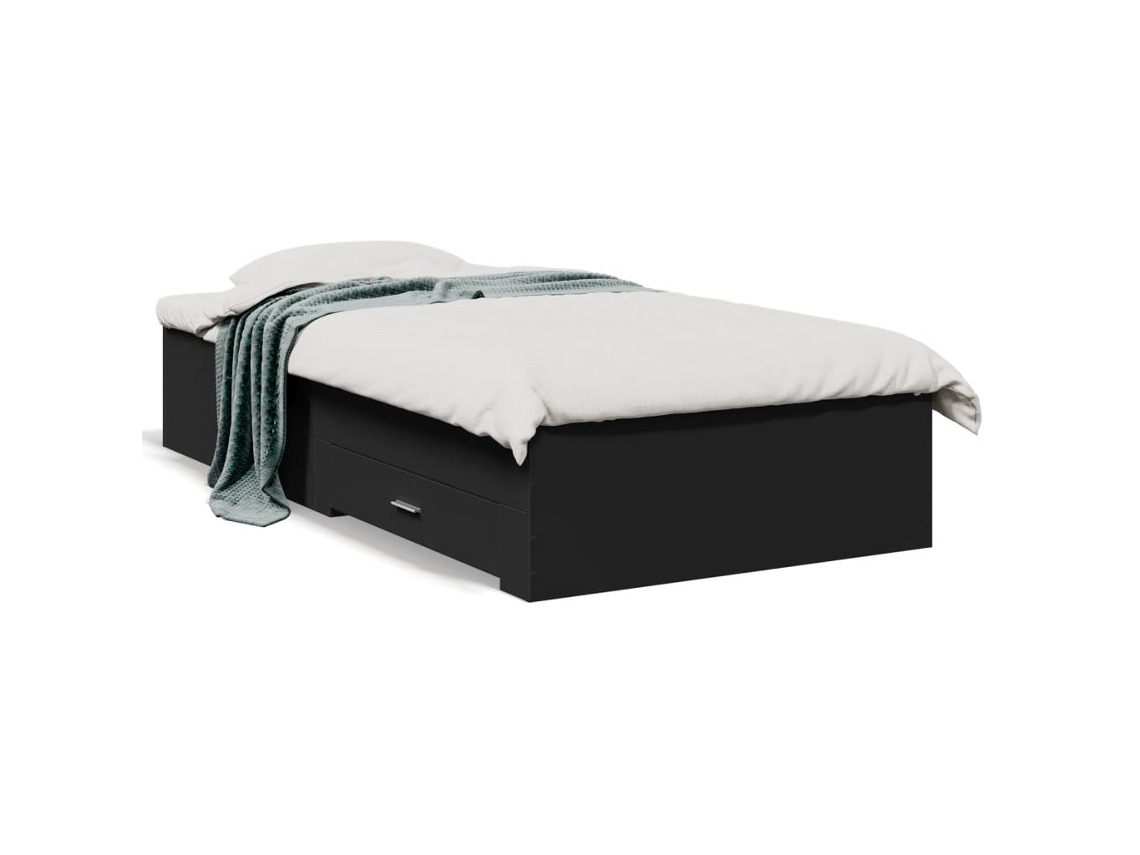 Estrutura de Cama com Gavetas Derivados de Madeira Preto MAISON EXCLUSIVE (75x190 cm)