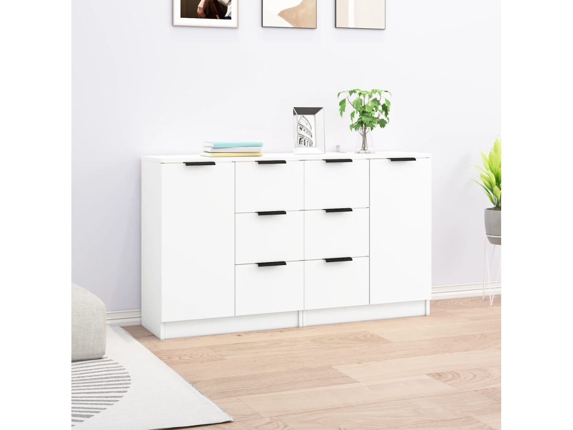 Vidaxl Aparadores 2 Pcs 60x30x70 Cm Derivados De Madeira Branco