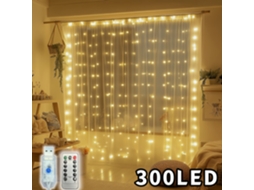 Cortina de Luzes Fada Julfe com 300 Leds, Controle Remoto, Entrada Usb, 8 Modos, Temporizador e Dimmer para Decoração de Parede Quarto BRILVIBERA