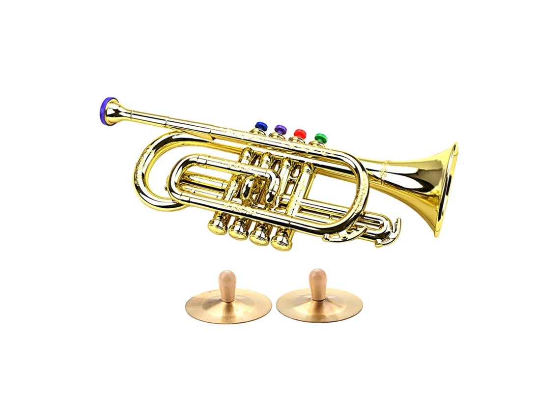 Lurelia Trompete Infantil Com Abs, 2 Pratos, 15 Cm, 2 Cm E Madeira, Pré-escolar