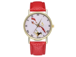 Relógio Analógico de Pulso Masculino Estilo Casual Quartzo Pulseira Pu (vermelho)