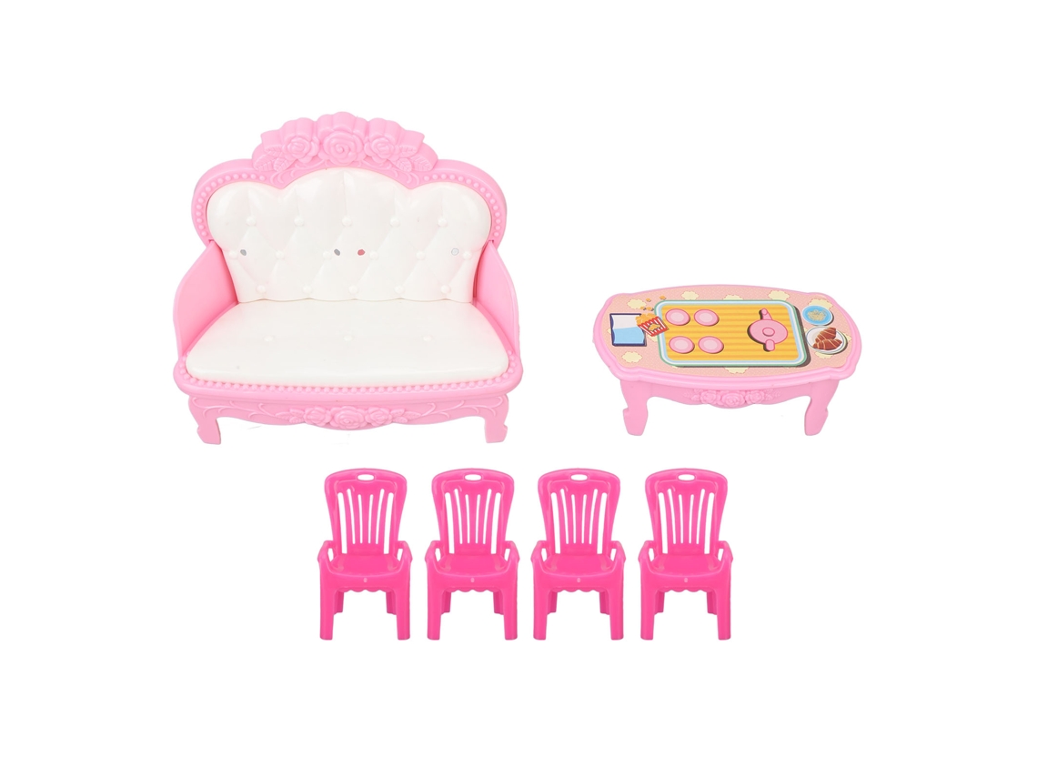 Mali conjunto Móveis Sala de Estar Miniatura 1/16 Casinha de Boneca Sofá Mesa Cadeiras