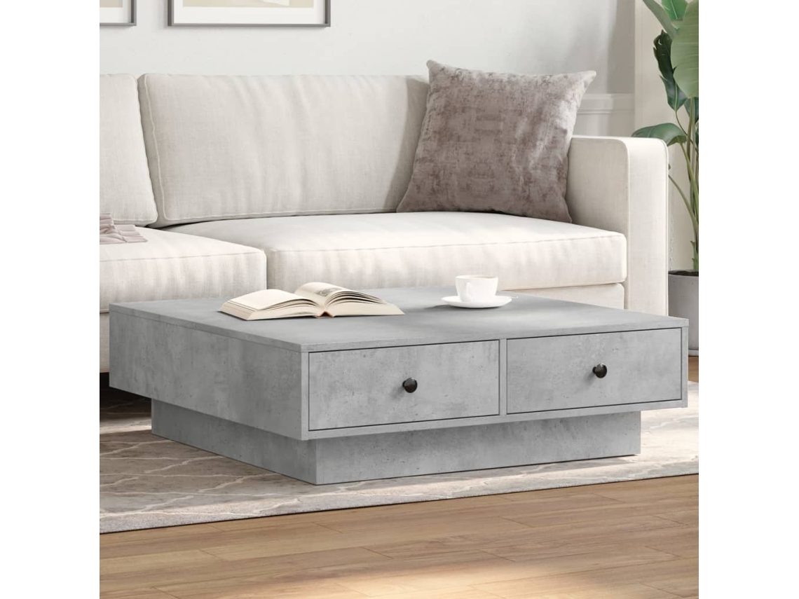 Vidaxl Mesa De Centro 90x90x28 Cm Contraplacado Cinzento Cimento