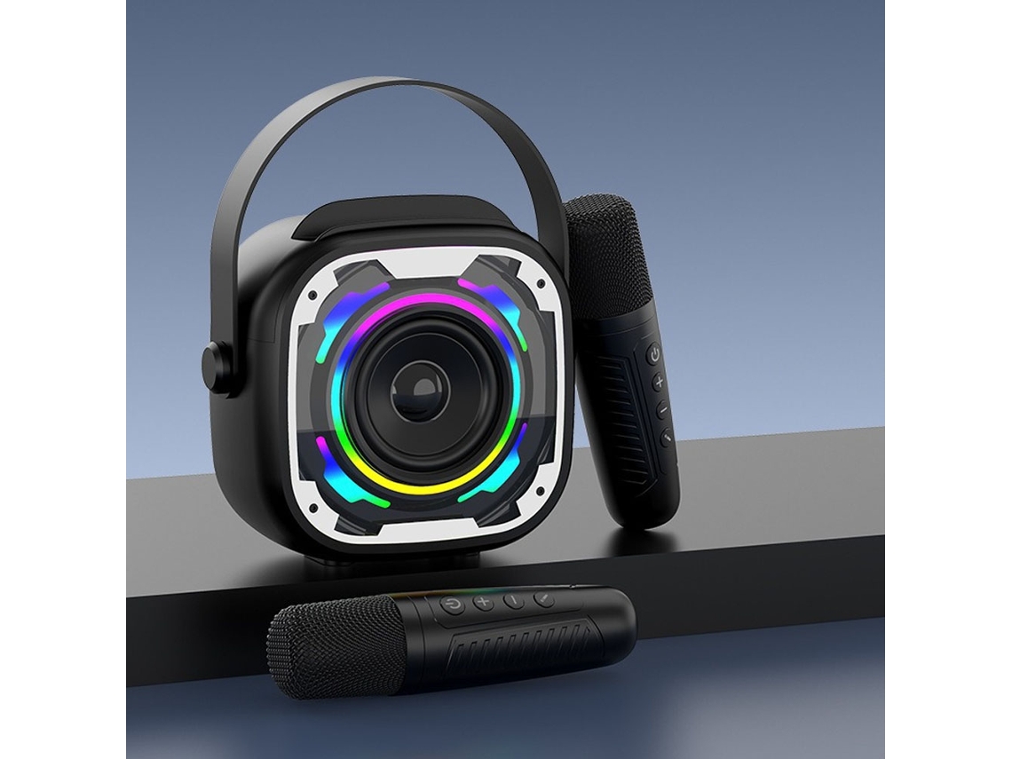 Mini Máquina De Karaokê Para Crianças E Adultos, Caixa De Som Bluetooth Portátil Com Microfone De Karaokê Sem Fio Aquaforge (preta)