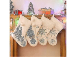 Pacote Com 4 Meias De Natal Grandes De 18 Brancas Com Acabamento Bordado Olysi Shop