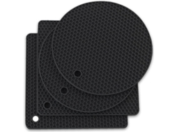 4 Pegadores Panelas Silicone Resistentes Calor, Redondo e Quadrado, Abridor Potes, Preto ZYBLSSBB