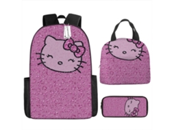 Conjunto De Três Peças De Mochila Escolar Hello Kitty7*