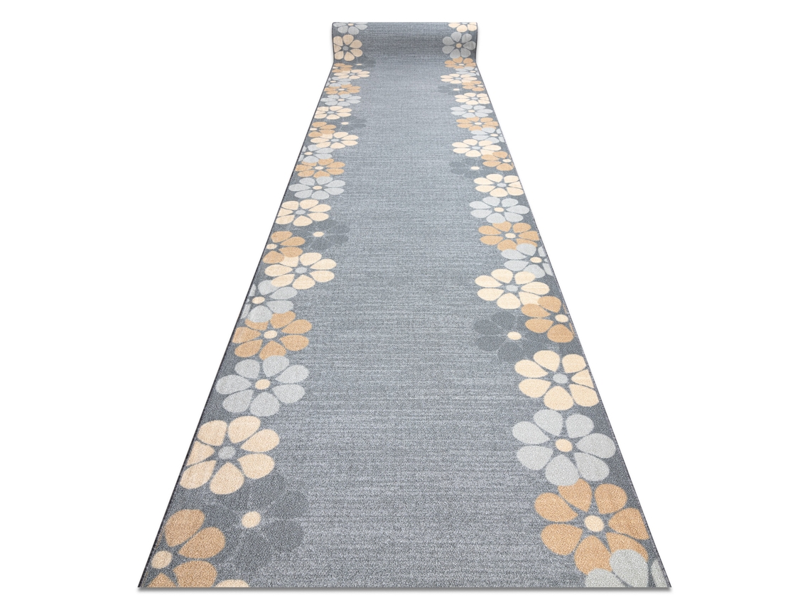 Passadeira Antiderrapante Cube Flor, A Goma Cinzento 120 cm