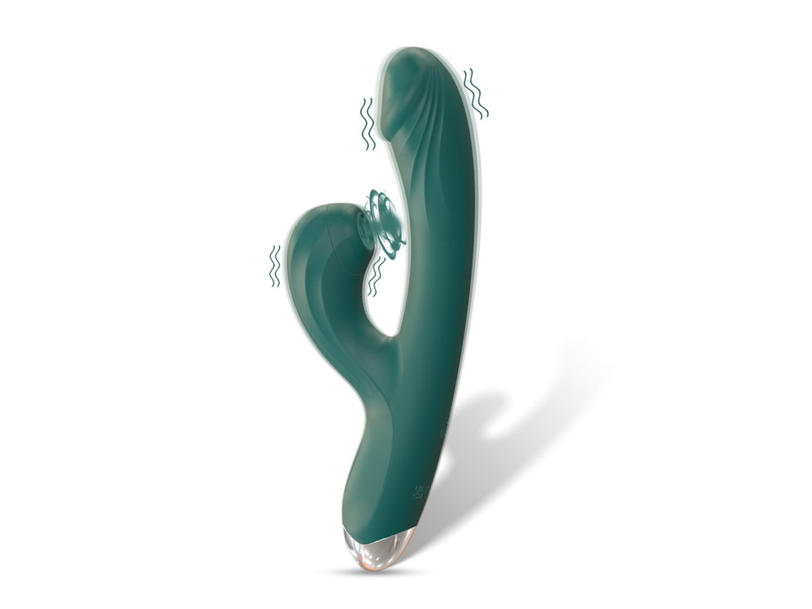 Vibrador De Massagem De Suco De Silicone Multifrequncia 2 Em 1 Para Mulheres (verde) Yizhood