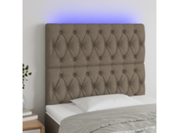 Vidaxl Cabeceira Cama C/ Led Tecido 100x7x118/128cm Cinza-acastanhado