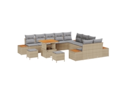 Conjunto 13 Sofá De Jardim Vidaxl Bege Vime Pe (80 X 80 X 71 Cm)