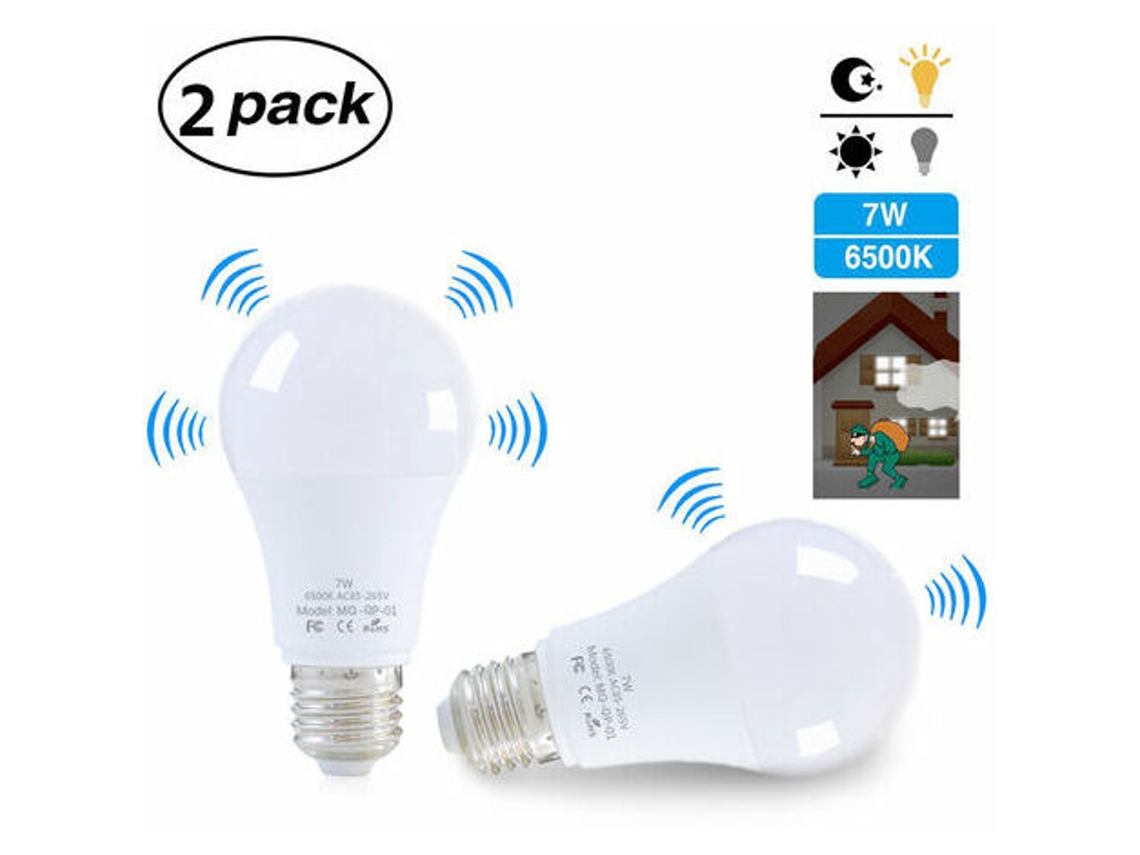 Lâmpada Led E27, Com Sensor De Movimento, 7w, Branca, 2 Unidades Brilvibera