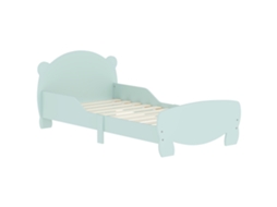 Cama Montessori Crianças 3 6 Anos Individual Trilhos Antiqueda Madeira Ripas Urso Creche 140x70cm Verde