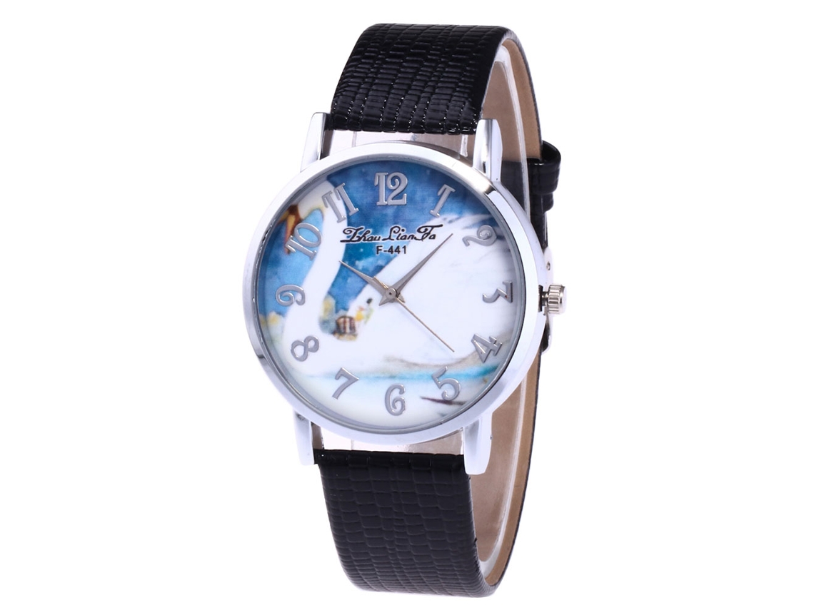 Relógio de Quartzo com Pulseira de Couro Textura de Crocodilo Design Simples Universal Preto