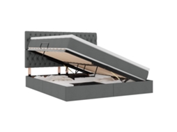 Conjunto 1 Cama Com Armazenamento Vidaxl Cinzento Tecido (160 X 200 Cm)
