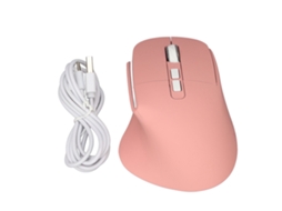 Mouse Vertical Ergonômico Sem Fio Recarregável 2.4g com Botão Multifuncional Rosa | S/MARCA