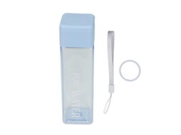 Garrafa de Água Transparente 500ml Azul com Cordão