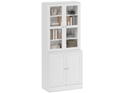 Vitrine Estante de Livros Moderna com 4 Portas e Prateleiras Ajustáveis, LAMAISON, 76x40x178,5 cm, branco