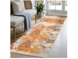 Tapete Passadeira Comprido 40x180 Cm, Moderno, Laranja, Antiderrapante, Lavável À Máquina, Macio, Para Sala De