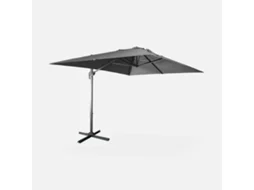 Chapéu-De-Sol Rectangular Excêntrico Wimereux 3 x 4 m Excêntrico Giratório Cinza 360º