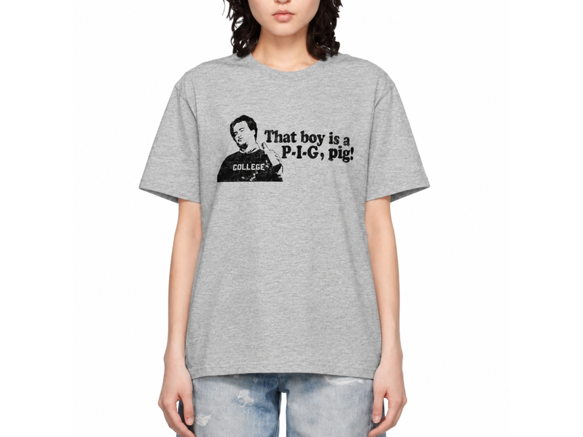 Rockinstone Animal House Movie Pig Heather Gray Adult T-shirt Size:xxl
