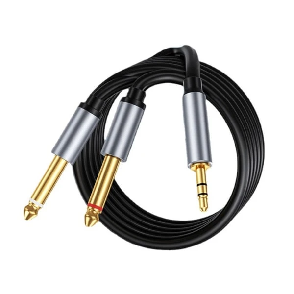 Cabo Adaptador De Áudio 6, 5 Mm Macho Para 3,5 Mm Com Conector Banhado A Ouro Fones De Ouvido, Amplificadores E Gravadores, 3 Metros De Comprimento
