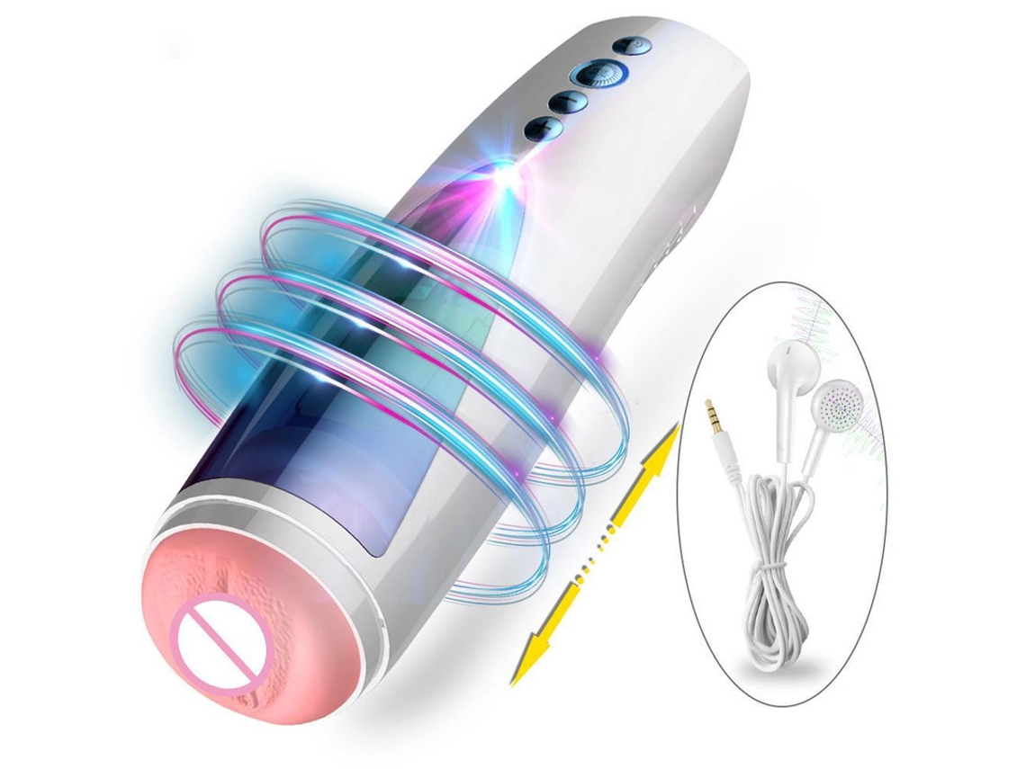 Copo Masturbador Masculino De Silicone Com Rotao Telescpica Automtica (branco)