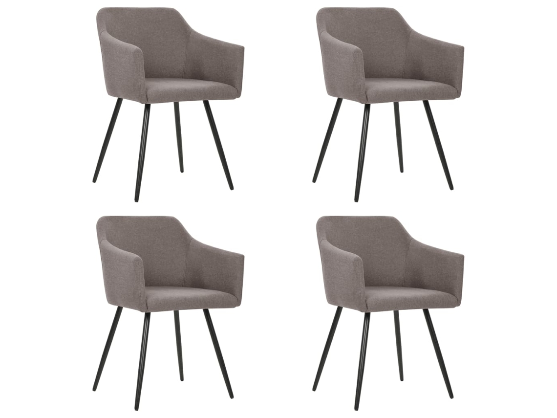 Vidaxl Cadeiras De Jantar 4 Pcs Tecido Cinzento-acastanhado