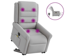 Vidaxl Poltrona Elétrica Elevatória Massagens Tecido Cinzento-nublado