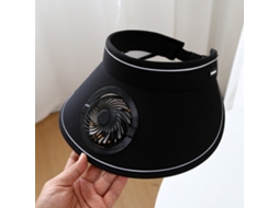Chapéu de Proteção Solar Duradouro com Aba Larga, Carregamento Solar e Ventilador MDUG (preto)