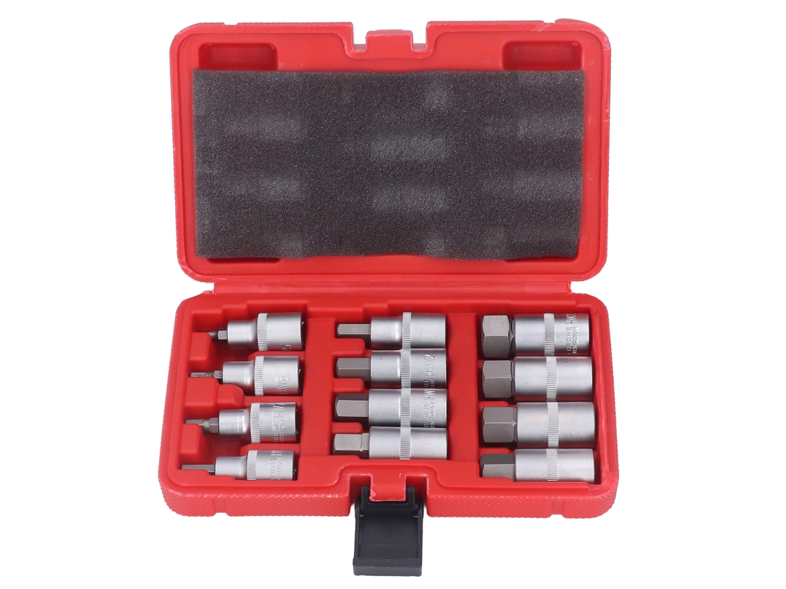 Conjunto de 12 soquetes impacto aço resistente desgaste 1/2 polegada para reparos automotivos e domésticos | S/MARCA