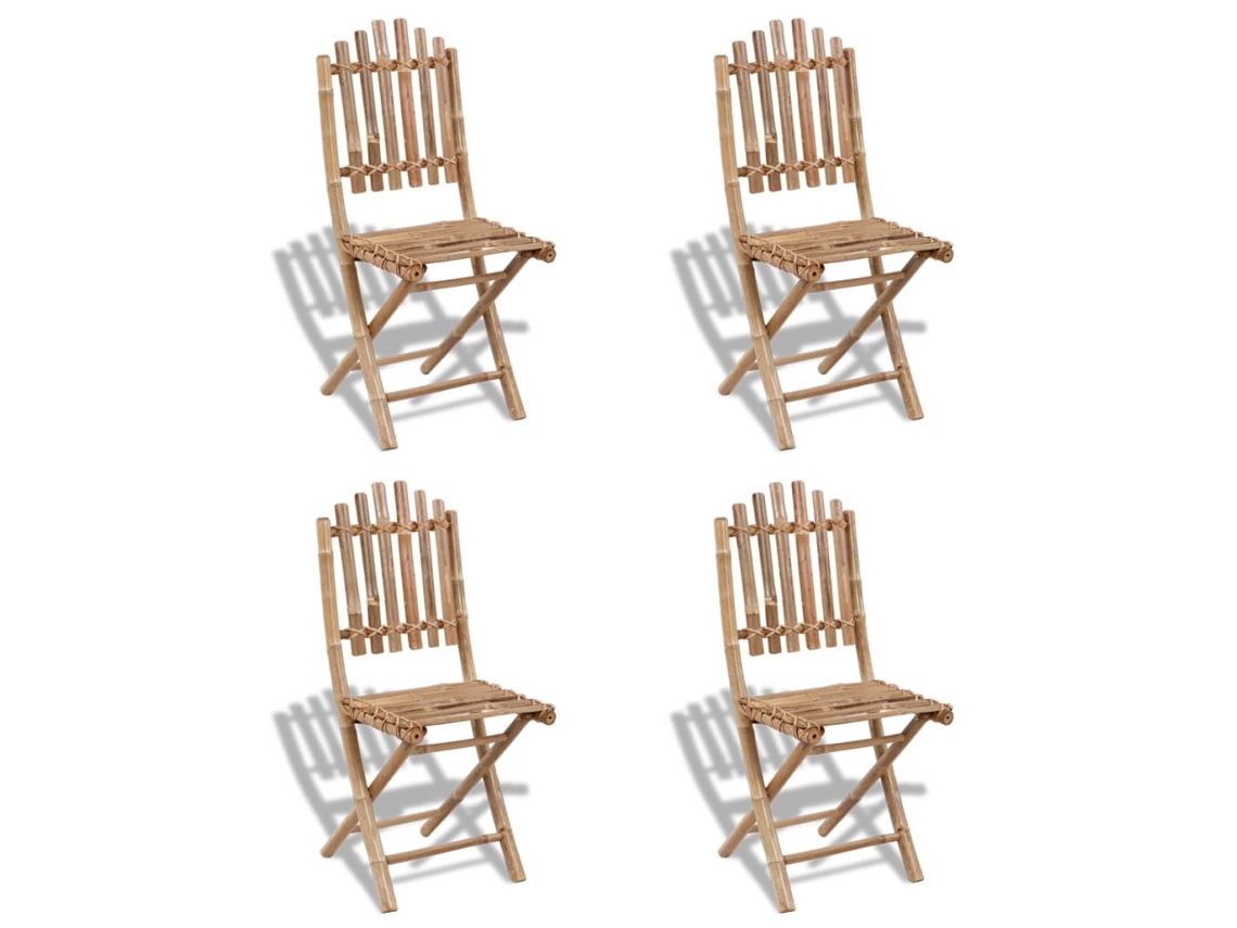Vidaxl Cadeiras De Exterior Dobráveis Bambu 4 Pcs