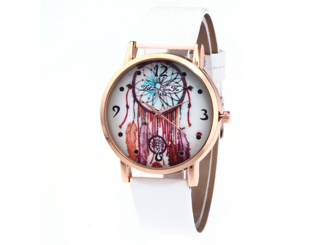 Relógio de Pulso Feminino Analógico de Quartzo com Pulseira Pu Estilo Moderno e Elegante Branco