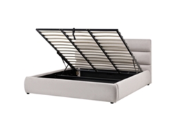 Cama Con Almacenaje Beliani Bonifacio De Lino Sintético Gris 199x230x106