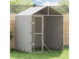 Vidaxl Canil De Exterior Com Teto 2x2x2,5m Aço Galvanizado Prateado