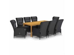 Maison Exclusive - 9 Pcs Conjunto De Jantar Para Jardim Cinzento-escuro