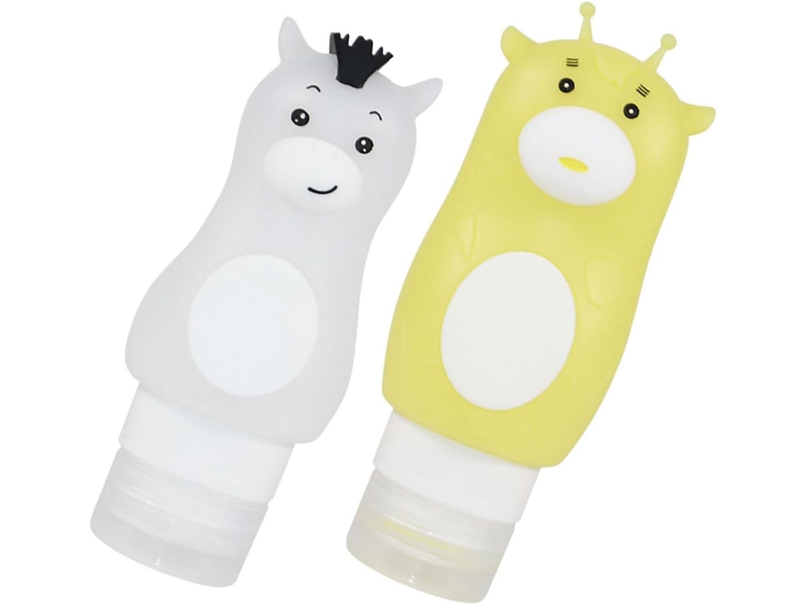 Conjunto De 2 Frascos De Silicone Flexíveis E Recarregáveis Com Gargalo